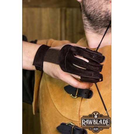Gant De Tir à L'Arc Main Gauche - Cuir De Vachette - Protection Main Et Poignet Réglable