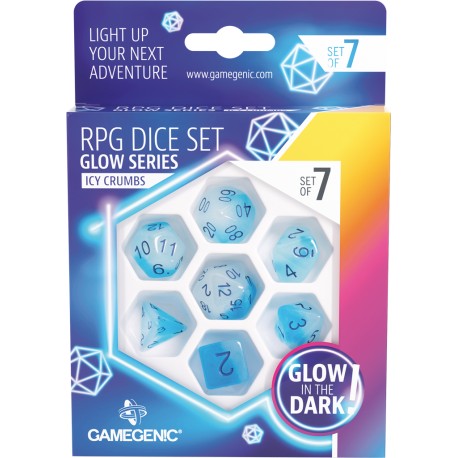 Set de dés jeu rôle Fluorescent - Couleur : Icy Crumbs - GameGenic