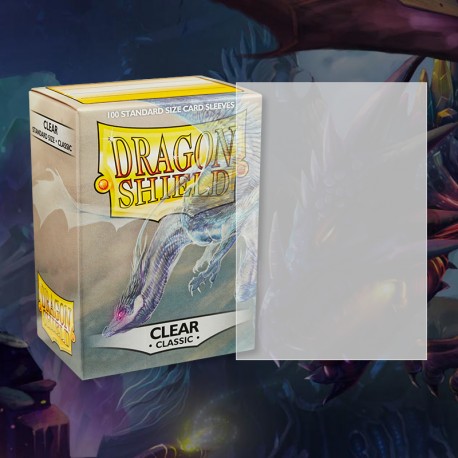 100 Sleeves Transparentes (CLEAR) - Finition : CLASSIC - Format Standard - Dragon Shield protèges-cartes