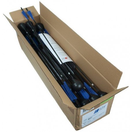 Carton 32 de Flèches (Arrow) Tête Ronde / Hampe Noire / Empennage Bleu - IDV Engineering
