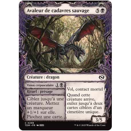 (Foil) Noire - Avaleur de cadavres sauvage // Vision crépusculaire  (V2 - Draconic Frame) (C) [TDM]