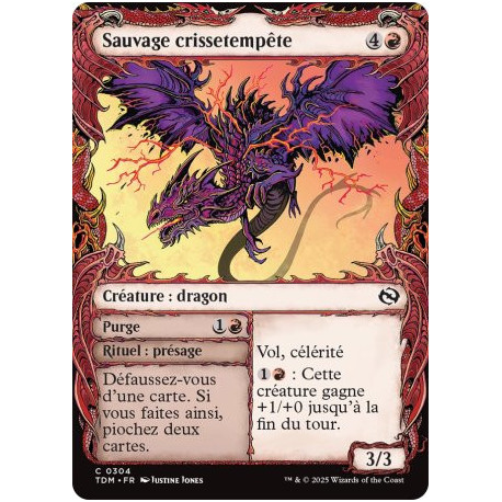 (Foil) Rouge - Sauvage crissetempête // Purge (V2 - Draconic Frame) (C) [TDM]