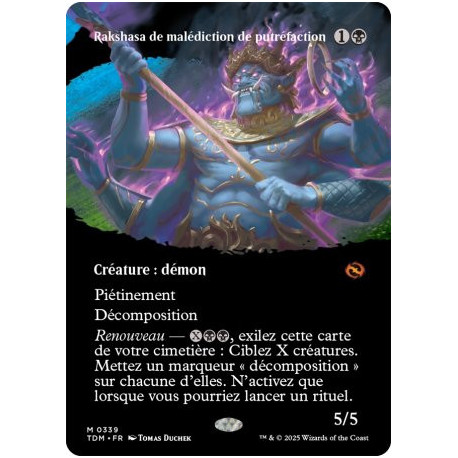 (Foil) Noire - Rakshasa de malédiction de putréfaction (V2 - Borderless clan) (M) [TDM]