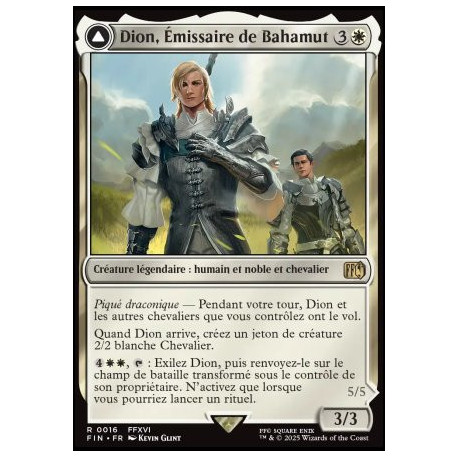 (Foil) Blanche - Dion, Émissaire de Bahamut // Bahamut, Primordial de la lumière (V1) (R) [FIN]