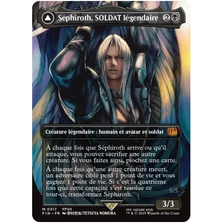 (Foil) Noire - Sephiroth, SOLDAT légendaire // Séphiroth, ange à une aile (V2, Borderless FF Artist) (M) [FIN]