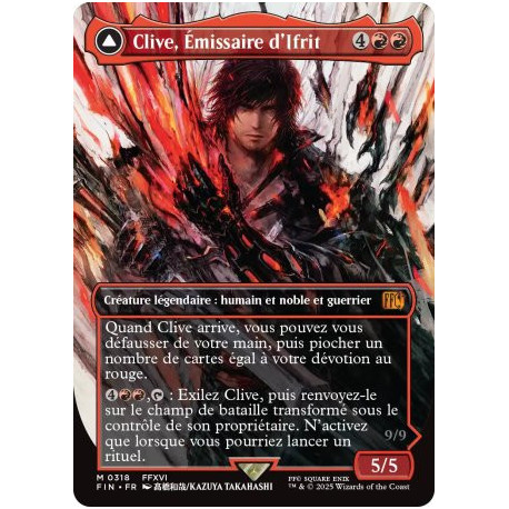 (Foil) Rouge - Clive, Émissaire d'Ifrit // Ifrit, Primordial du feu (V2, Borderless FF Artist) (M) [FIN]