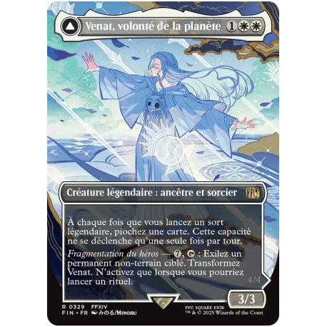 (Foil) Blanche - Venat, volonté de la planète // Hydaelyn, le Cristal-mère (V2, Borderless Woodblock) (R) [FIN]