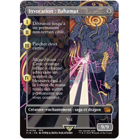 (Foil) Incolore - Invocation : Bahamut (V2, Borderless Woodblock) (M) [FIN]