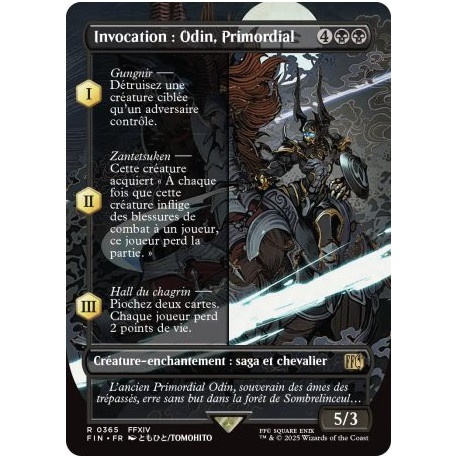 (Foil) Noire - Invocation : Odin, Primordial (V2, Borderless Woodblock) (R) [FIN]