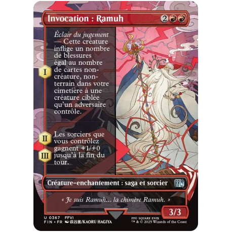 (Foil) Rouge - Invocation : Ramuh (V2, Borderless Woodblock) (U) [FIN]