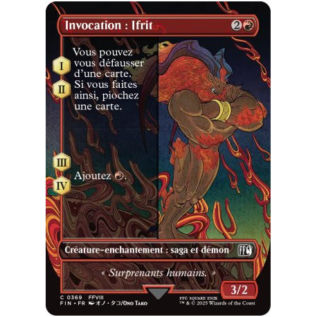 (Foil) Rouge - Invocation : Ifrit (V2, Borderless Woodblock) (C) [FIN]