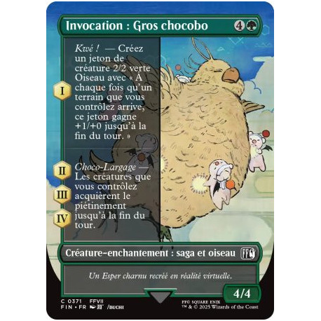 (Foil) Verte - Invocation : Gros chocobo (V2, Borderless Woodblock) (C) [FIN]