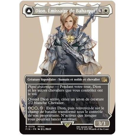 (Foil) Blanche - Dion, Émissaire de Bahamut // Bahamut, Primordial de la lumière (V2 Borderless Character) (R) [FIN]