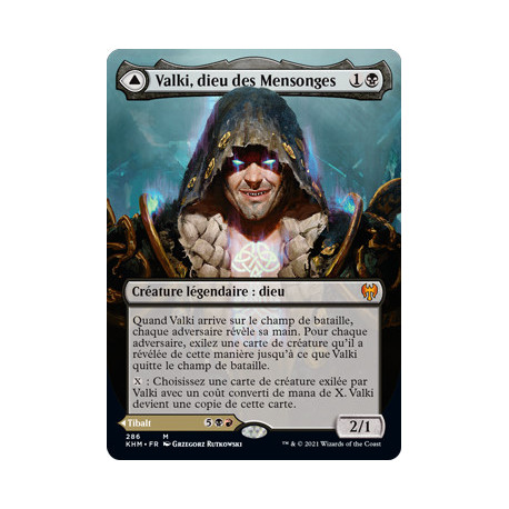 (Foil) Noire - Valki, dieu des Mensonges // Tibalt, imposteur cosmique (V2, Borderless) (M) [KHM]