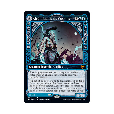 (Foil) Bleue - Alründ, dieu du Cosmos // Hakka, corbeau chuchotant (V2, Showcase Frame) (M) [KHM]