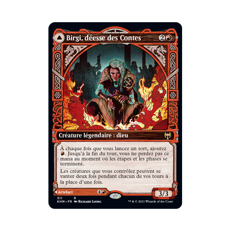 (Foil) Rouge - Birgi, déesse des Contes // Harnfel, corne d'abondance (V2, Showcase Frame) (R) [KHM]