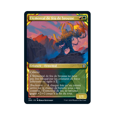 (Foil) Multicolore - Élémental de feu de brousse (V2, Showcase Frame) (U) [ZNR]