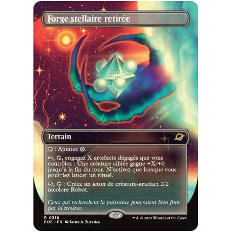 (Foil) Terrain - Forge stellaire retirée (V2, Borderless Surreal Space) (R) [EOE]