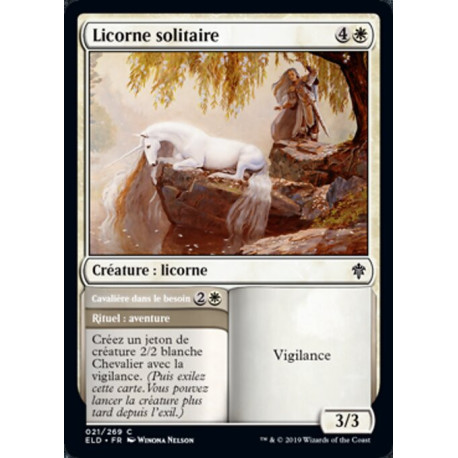 (Foil) Blanche - Licorne solitaire // Cavalière dans le besoin (C) [ELD]