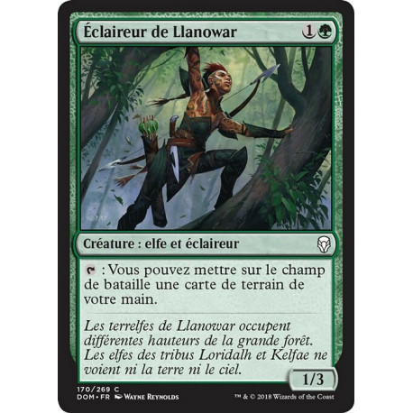 (Foil) Verte - Éclaireur de Llanowar (C) [DOM]