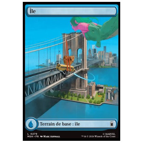 (Foil) Terrain - Île (V1, Full Art - City Chaos) (L) [MSH]