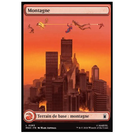 (Foil) Terrain - Montagne (V1, Full Art - City Chaos) (L) [MSH]