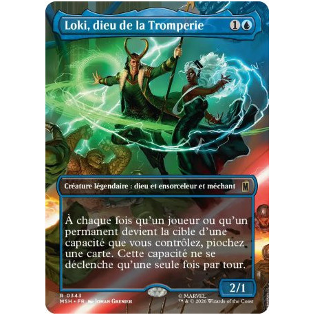 (Foil) Bleue - Loki, dieu de la Tromperie (V2, Borderless Scene - Clash for the Cosmic Cube) (R) [MSH]