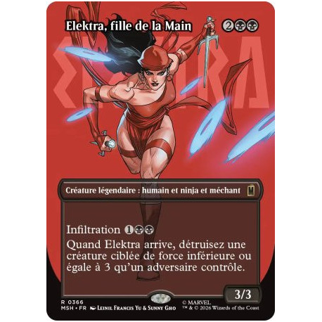 (Foil) Noire - Elektra, fille de la Main (V3, Borderless Logo) (R) [MSH]