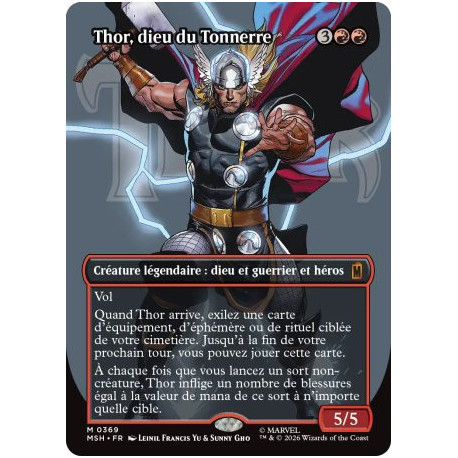 (Foil) Rouge - Thor, dieu du Tonnerre (V3, Borderless Logo) (M) [MSH]
