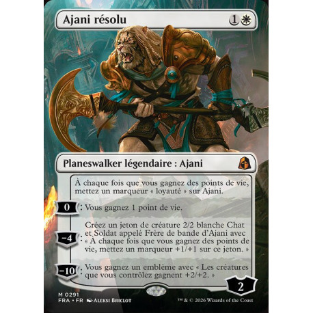 (Foil) Blanche - Ajani résolu (V2, Borderless Echoed Pairs) (M) [FRA]