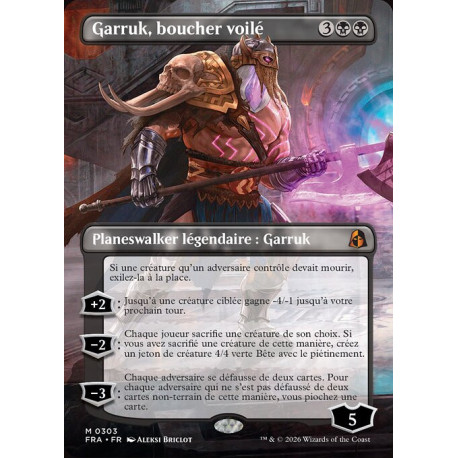 (Foil) Noire - Garruk, boucher voilé (V2, Borderless Echoed Pairs) (M) [FRA]
