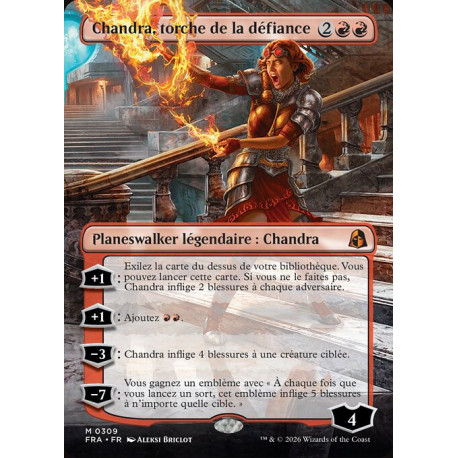 (Foil) Rouge - Chandra, torche de la défiance (V2, Borderless Echoed Pairs) (M) [FRA]