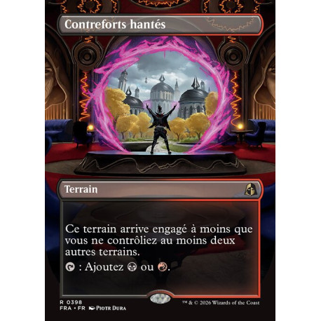 (Foil) Terrain - Contreforts hantés (V2, Borderless Portal View) (R) [FRA]